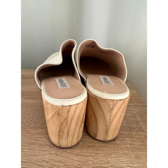 Steve Madden Women's Clog Mule White Leather Low Platform Block Sandal size 10 - Picture 6 of 12